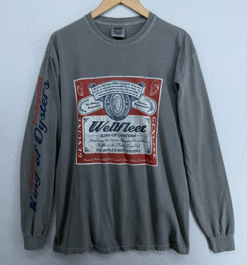 WELLFLEET Shirt Adult M KING OF OYSTERS Cape Cod MA Newcomb Marconi Long Sleeve